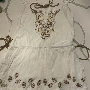 White Embroidered Sleeveless Strappy  Romper